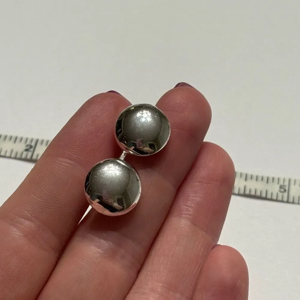 LC Lauren Conrad Round Domed Silver Tone Clip On Stud Earrings Costume Jewelry